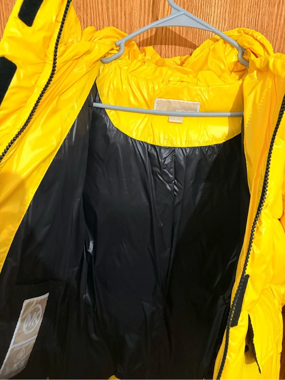 Michael Kors Bright Yellow Quilted Puffer Jacket with Hood